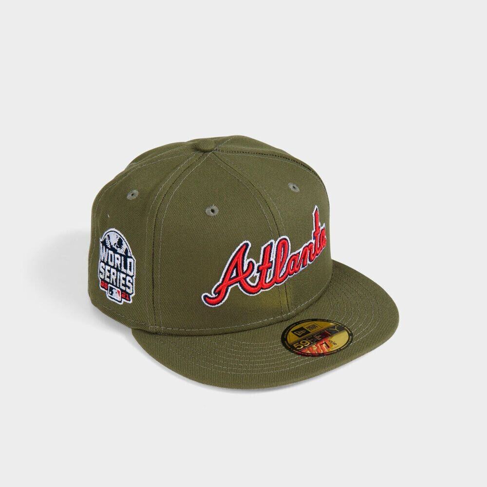 New Era Atlanta Braves 2021 World Series Patch Olive 59FIFTY Fitted Hat‎ 7 1/4